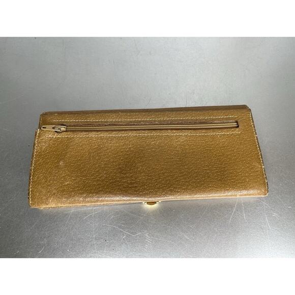 GUCCI Vintage Leather Long Wallet Golden Brown Gold Hardware Classic - Picture 3 of 11